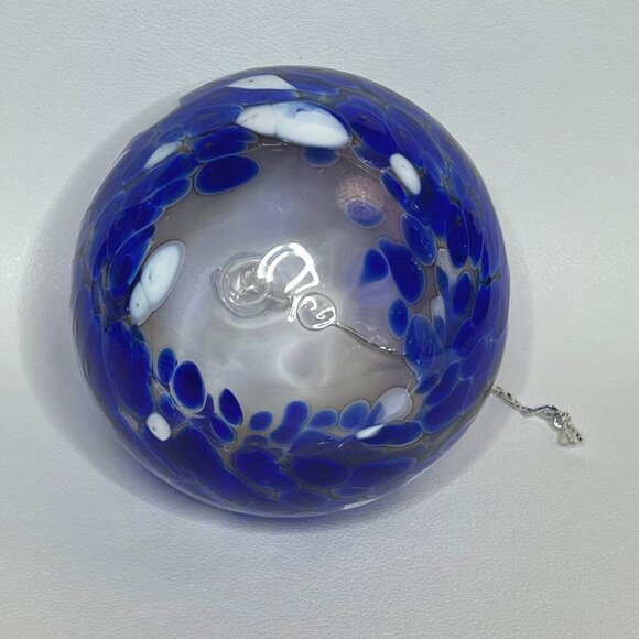 Handmade Blown Glass Ball Holiday Ornament Decor Cobalt Blue - Picture 4 of 7